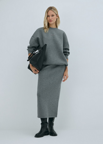 Объёмный свитшот с принтом и стопперами, Серый