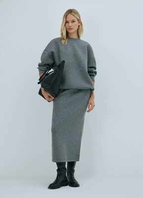 Объёмный свитшот с принтом и стопперами, Серый