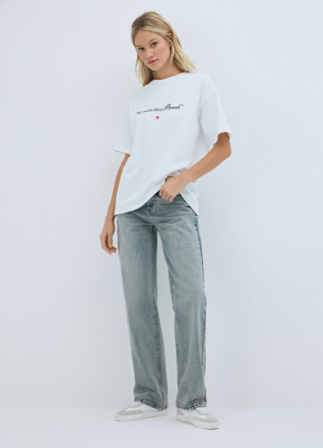 Прямые джинсы со средней посадкой, Голубой