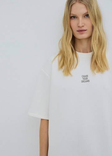 Футболка оверсайз с принтом, Белый