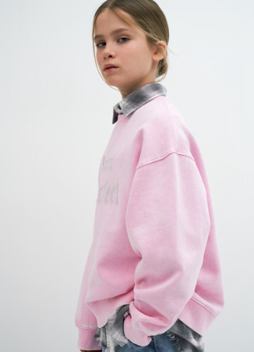 Свитшот со стразами для девочек, Розовый