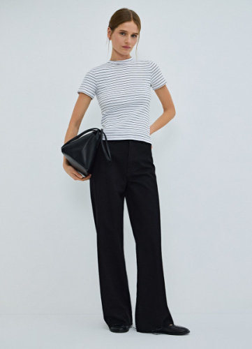 Широкие джинсы с необработанным краем, Черный