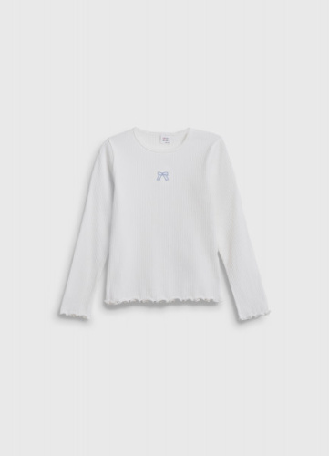 Лонгслив в рубчик для девочек, Белый
