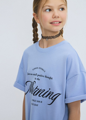 Футболка с вышивкой для девочек, Голубой