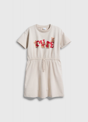 Трикотажное платье для девочек, Бежевый