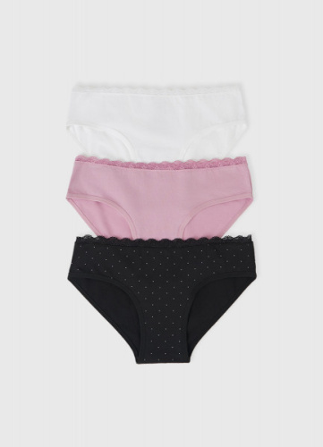 Трусы для девочек, 3 шт., Черный