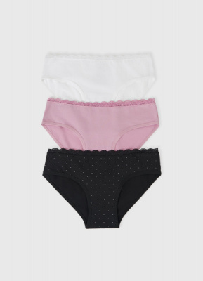 Трусы для девочек, 3 шт., Черный