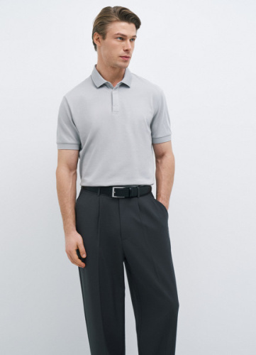 Поло из ткани пике, Серый