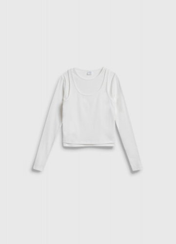 Лонгслив с майкой для девочек, Белый