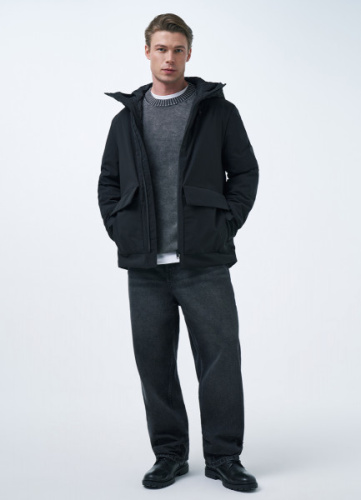 Утеплённая парка с накладными карманами, Черный