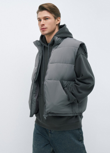 Жилет с воротником-стойкой и накладными карманами, Зеленый