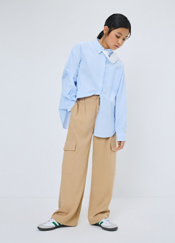 Брюки с карго-карманами для девочек, Бежевый