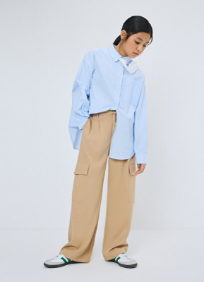 Брюки с карго-карманами для девочек, Бежевый