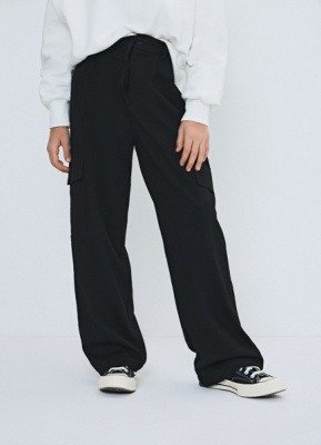 Брюки с карго-карманами для девочек, Черный