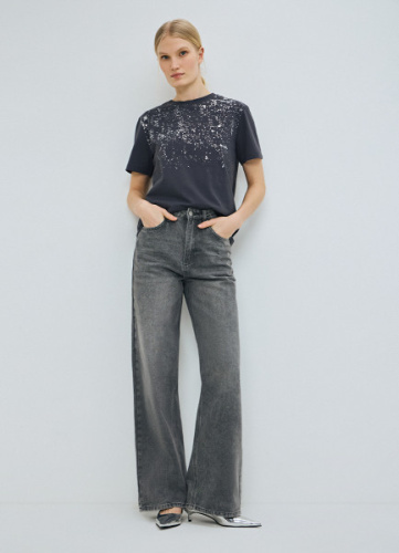 Футболка с принтом, Серый