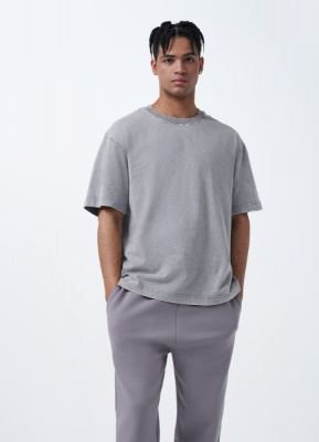 Футболка с эффектом стирки, Серый