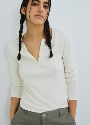 Лонгслив с пуговицами, Бежевый