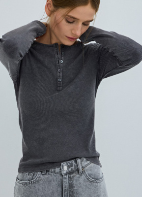 Лонгслив с пуговицами, Серый