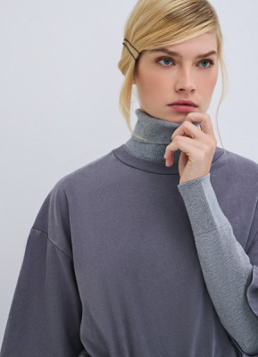 Футболка оверсайз с эффектом стирки, Серый