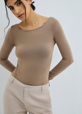 Боди из вискозы, Бежевый