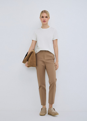 Укороченные брюки из хлопка, Бежевый