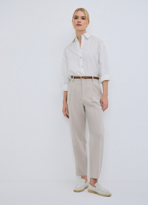 Зауженные брюки с ремнём, Бежевый