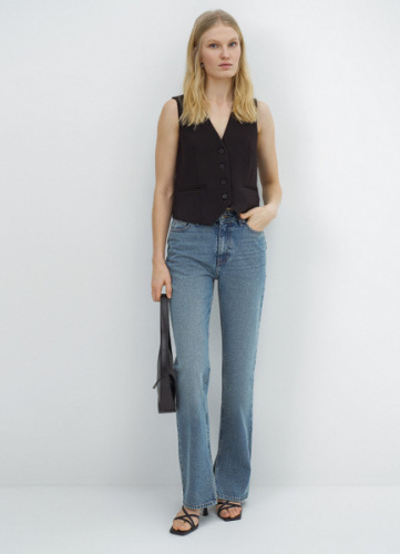 Прямые джинсы с высокой посадкой, Голубой