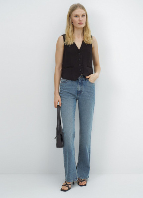 Прямые джинсы с высокой посадкой, Голубой