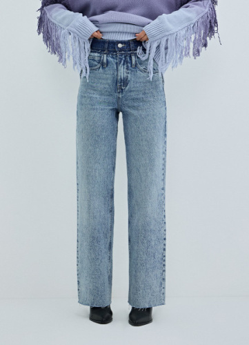 Прямые джинсы с высокой посадкой, Голубой