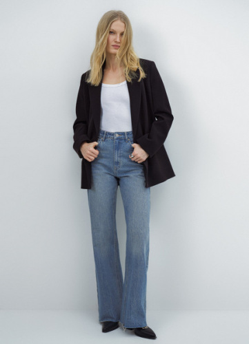 Широкие джинсы с высокой посадкой, Голубой