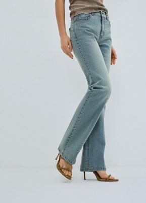 Расклёшенные джинсы с высокой посадкой, Голубой