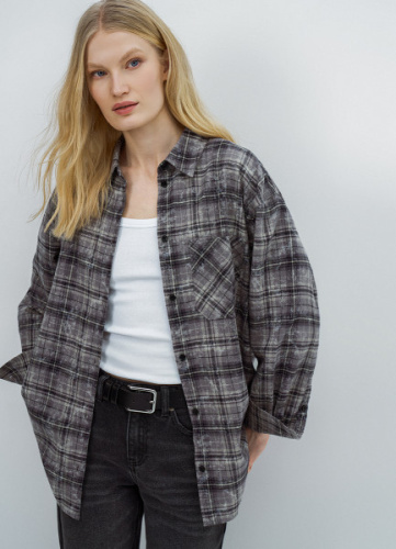 Фланелевая рубашка в клетку, Бежевый