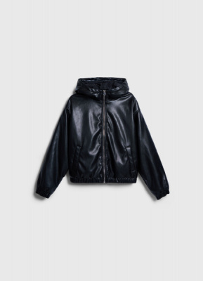 Куртка из искусственной кожи для девочек, Черный