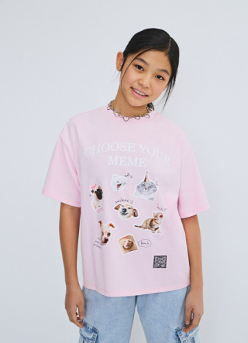 Футболка c AR-принтом для девочек, Розовый