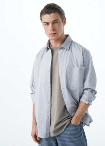 Рубашка с накладным карманом, Серый