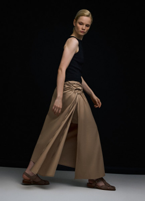 Асимметричная юбка с драпировкой, Бежевый