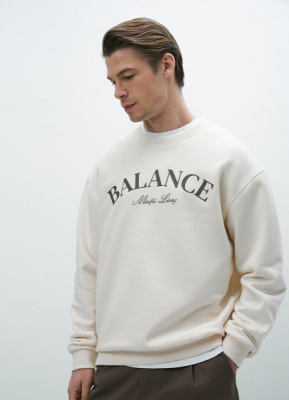 Свитшот с текстовым принтом, Белый