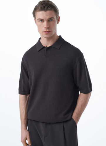 Вязаный джемпер-поло, Коричневый