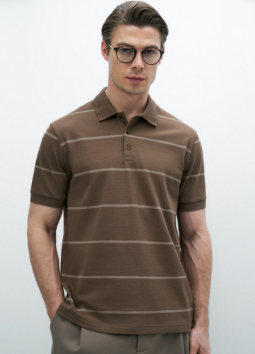 Поло в полоску, Серый