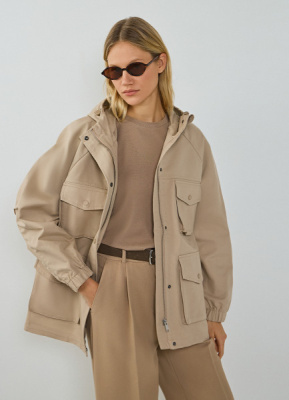 Куртка оверсайз на кулиске, Бежевый