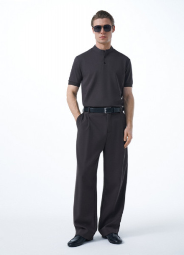 Поло с воротником-стойкой, Коричневый