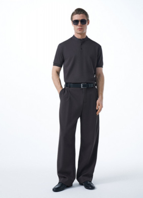 Поло с воротником-стойкой, Коричневый