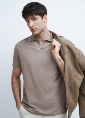Поло из мягкого пике, Бежевый