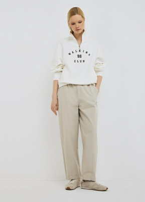 Хлопковые брюки Balloon с эластичным поясом, Бежевый