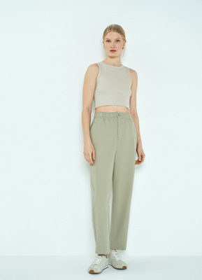 Хлопковые брюки Balloon с эластичным поясом, Зеленый