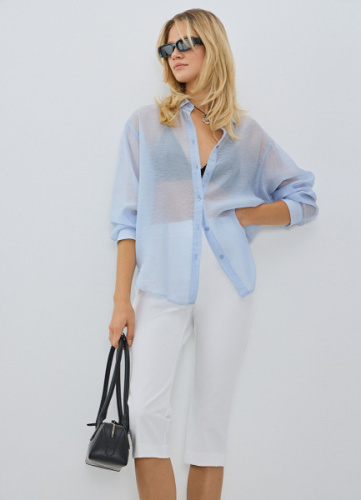 Зауженные брюки капри, Белый