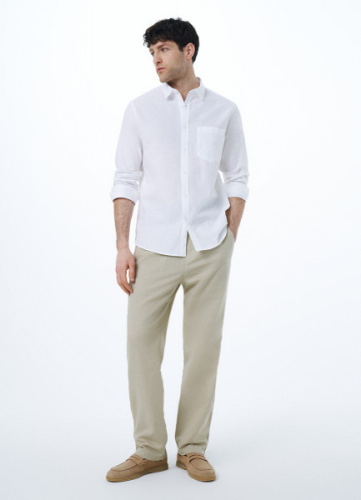 Брюки изо льна, Бежевый