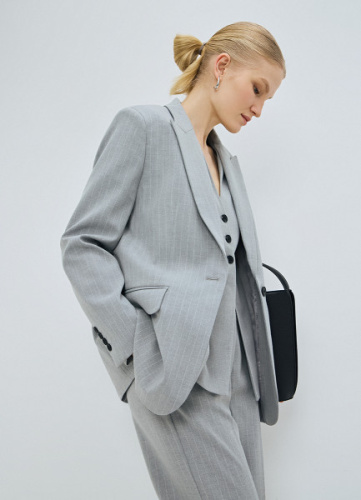 Однобортный жакет из поливискозы, Серый