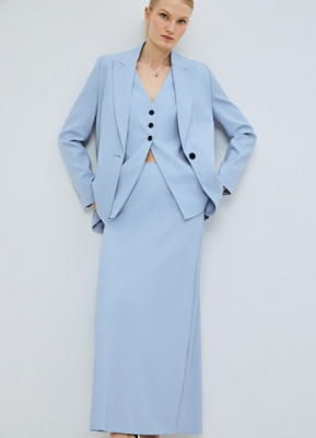 Юбка макси из поливискозы, Голубой