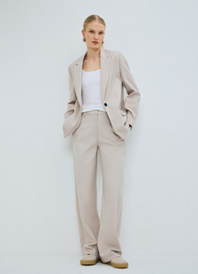 Широкие брюки из поливискозы, Бежевый